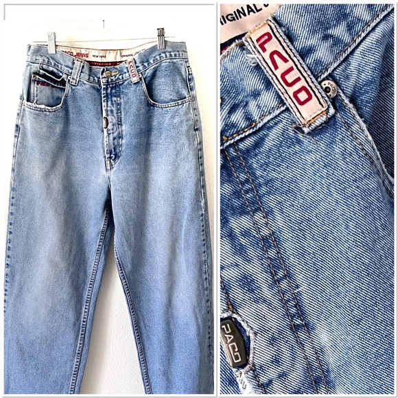 Vintage Paco Jeans Men's 34X32 Blue Distressed Denim Relaxed Fit Skater Y2K - Picture 2 of 16